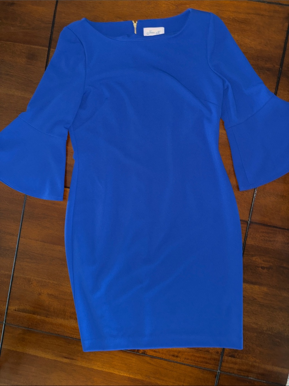 Elegant Royal Blue Bell-Sleeve Women’s Dress by Jessica H.